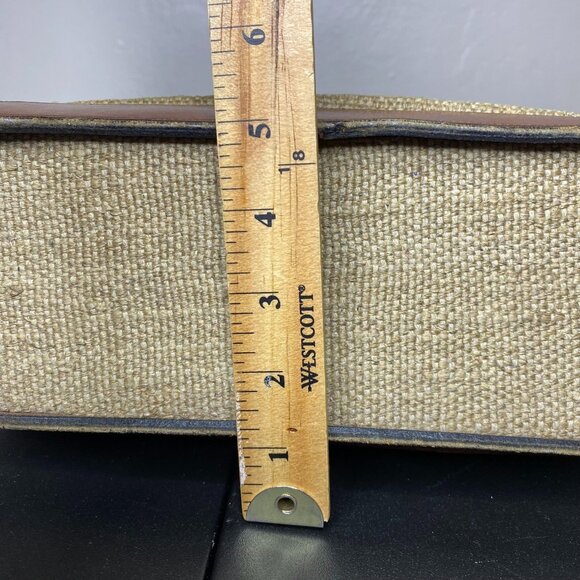 Vintage 60s Etienne Aigner French Leather & Woven Handbag w/ Turn-Lock Closure - Picture 15 of 15